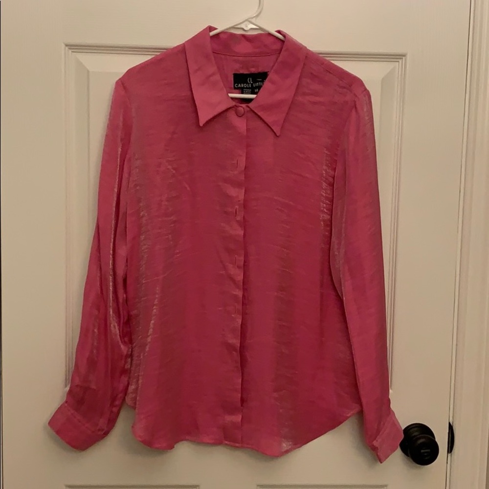 Carole Little hot pink long sleeve button down top